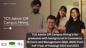 TCS Admin Recruitment Off Campus Hiring Jobs for Commerce and Management graduates | HR-Pick | V-8