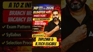 Mp Iti To Recruitment Out 2026 Branch Wise Post 1120 Eligibility B.tech & Diploma & Iti