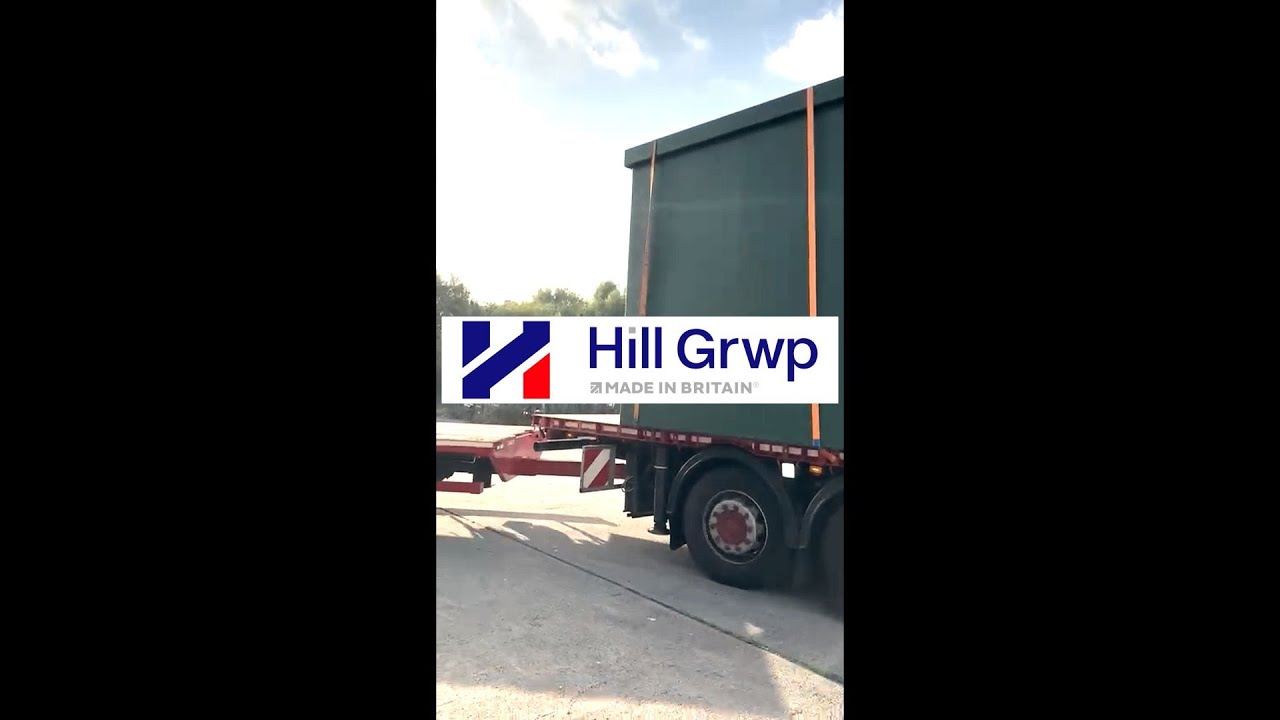 Pre-packaged GRP Sprinkler Pump House from Hill Grwp being delivered to the client.