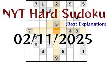 Today (02/11/2025) NYT Hard Sudoku Walkthrough 😊 | The New York USA Singapore UAE UK Hard Sudoku