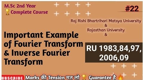 Fourier Transform/Fourier Series Example & Solutions🎯Complete Concept of Fourier Transform#RU #RRBMU