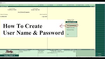 eoperator | How To Create User Name & Password in Tally ERP 9