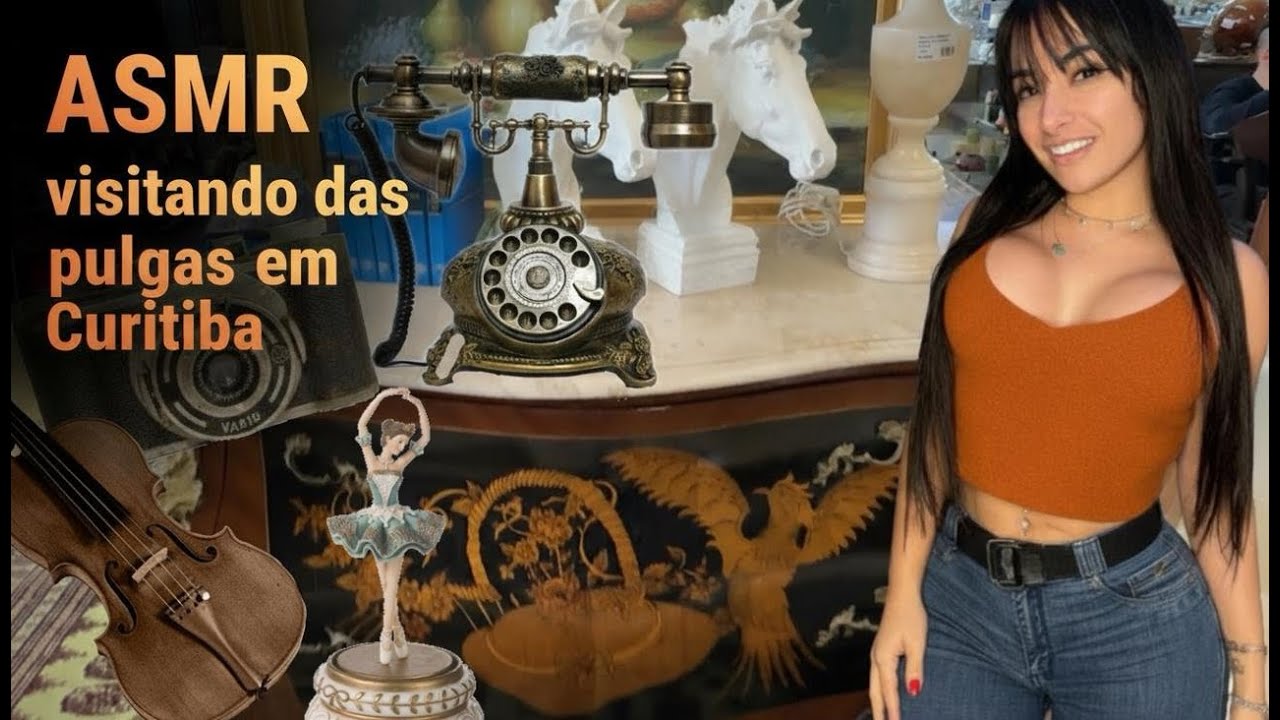 ASMR 🔥 Explorando o Mercado das Pulgas de Curitiba com sons de fogueira e sussurros relaxantes