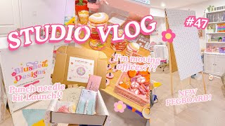 Unboxing new market banners, popup displays, punch needle kit launch | Studio Vlog 47 ⭐