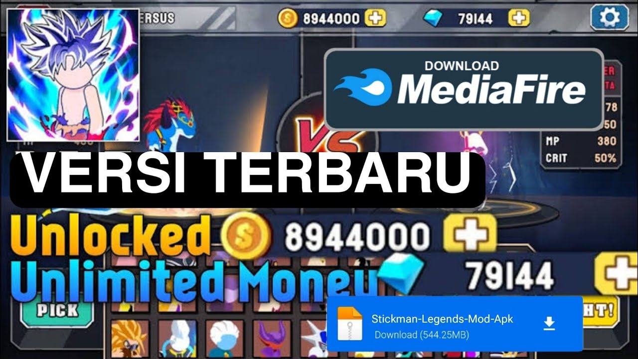 Stickman Legends Mod Apk Terbaru! 100 Works Mediafire YouTube
