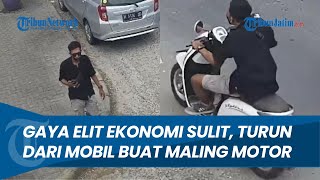 Turun Dari Mobil, Bergaya Bak Orang Kaya Aslinya Maling Sepeda Motor