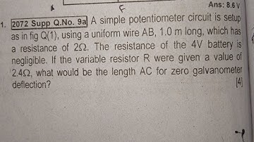 #12 a simple potentiometer circuit is setup as in figQ1 using a uniform wire ab 1.0 M long which ha