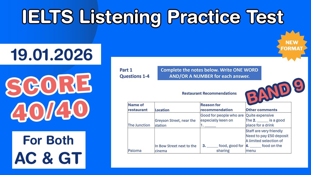 IELTS Listening Practice Test 2026 With Answers 19.01.2026 - Test 
