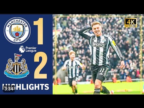 ملخص مباراة نيوكاسل يونايتد و مانشستر سيتي 2 1 اليوم  ثنائية هارفي بارنيس  هدف قاتل