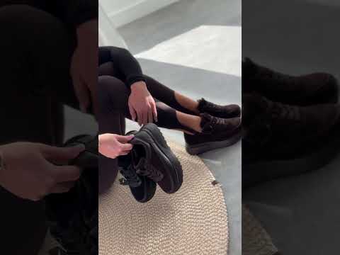 Универсальные шоколадные кроссовки натуральная кожа + замша, видео 2