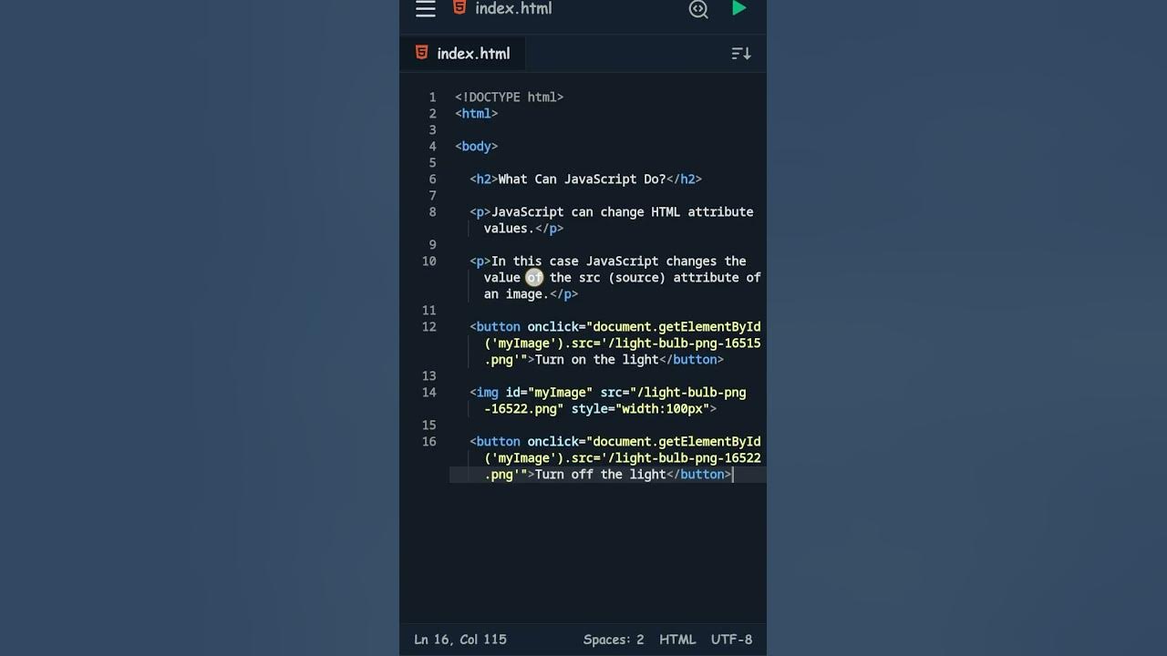 Make A Animation by html & Java bulb on off key #javaexamples #java # ...