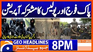 Bannu Ibo Operation Success Ispr Geo News 8 Pm Headlines 22 November 2025