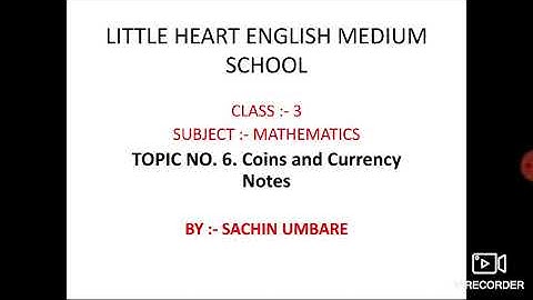 CLASS 3 MATHEMATICS TOPIC NO. 6. COINS AND CURRENCY NOTES