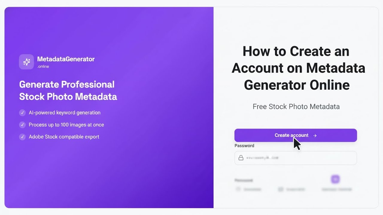 How to Create an Account on Metadata Generator Online | Free Stock ...