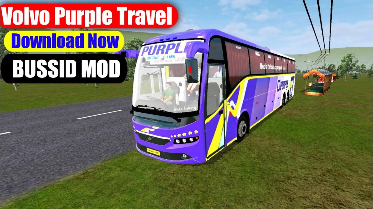 Download Purple 💜 Travel Volvo b11r Bus Mod For Bussid