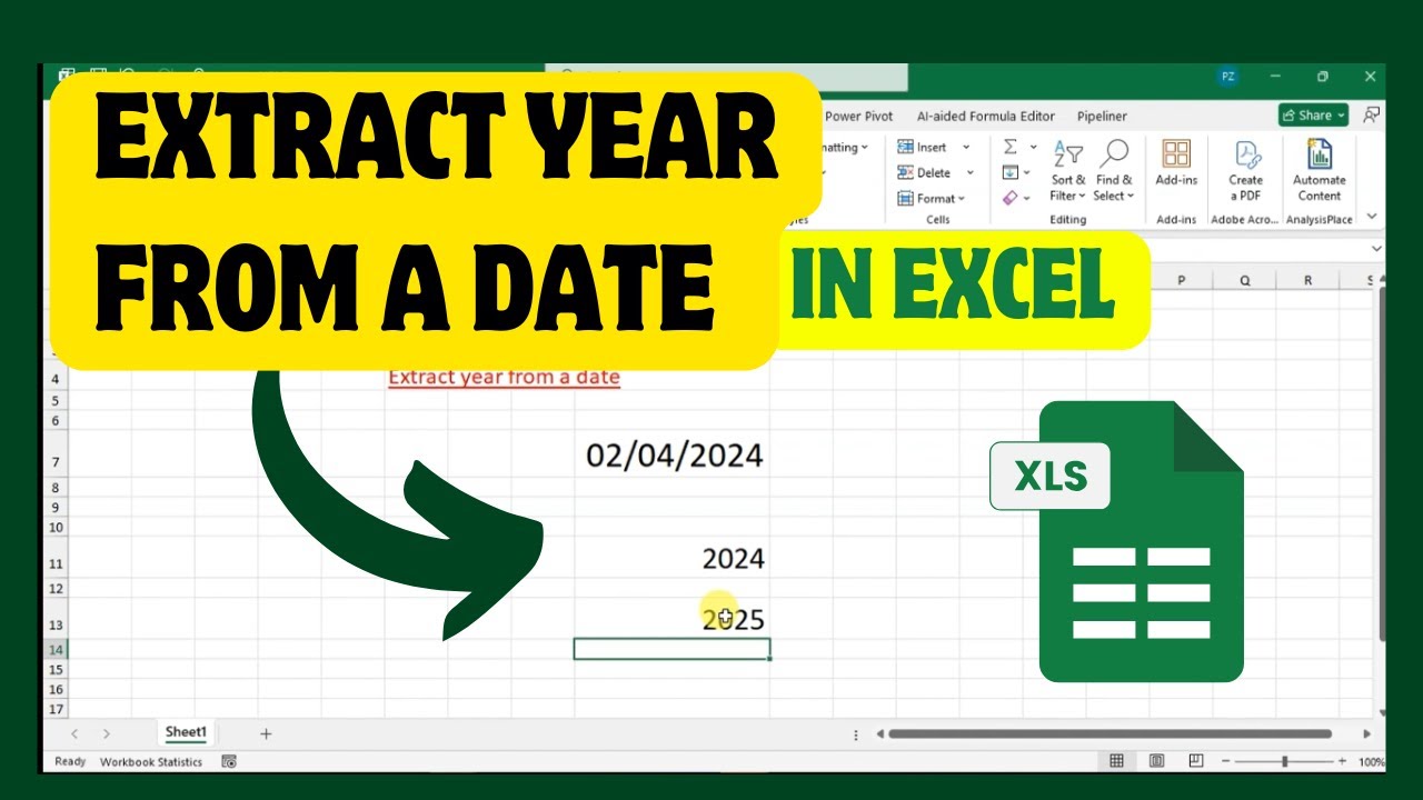 How To Use Extract Year From A Date In Excel - YouTube
