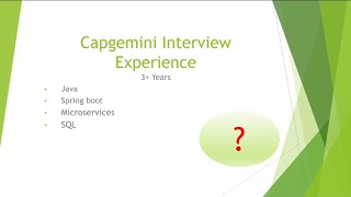 Capgemini Java Interview Experience | Java Developer | Springboot | Microservices