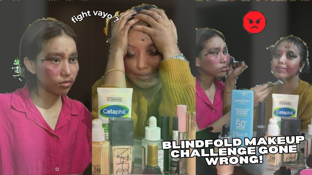 Blind fold makeup challenge gone wrong 🤣🤣😝