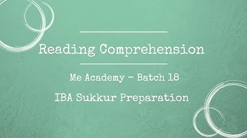 Online Class-18| Reading Comprehension, Part-01 | ENGLISH | | ME ACADEMY