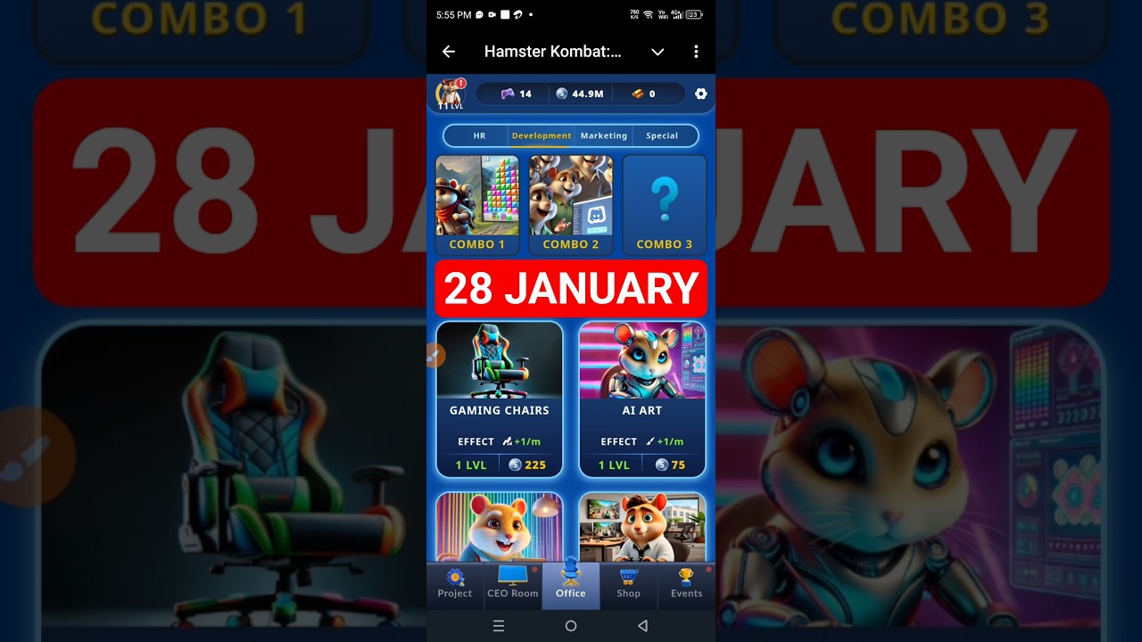 Hamster Kombat Game Dev Daily Combo | 28 January Hamster Kombat Daily Combo | Hamster Daily Combo