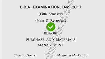 2017 Dcrust BBA 5th Sem Reappear Purchase & Material Management Question Paper