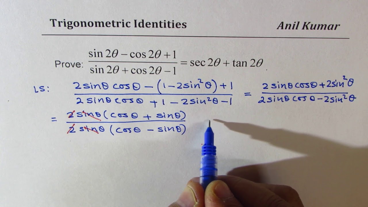 Trigonometric Identity In Double Angle Sin2x Cos2x 1 Sin2x Cos2x 1 Sec2x Tan2x Youtube