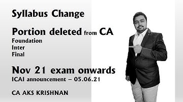 In English| Syllabus change/ Portion deleted from CA foundation/ inter/ Final