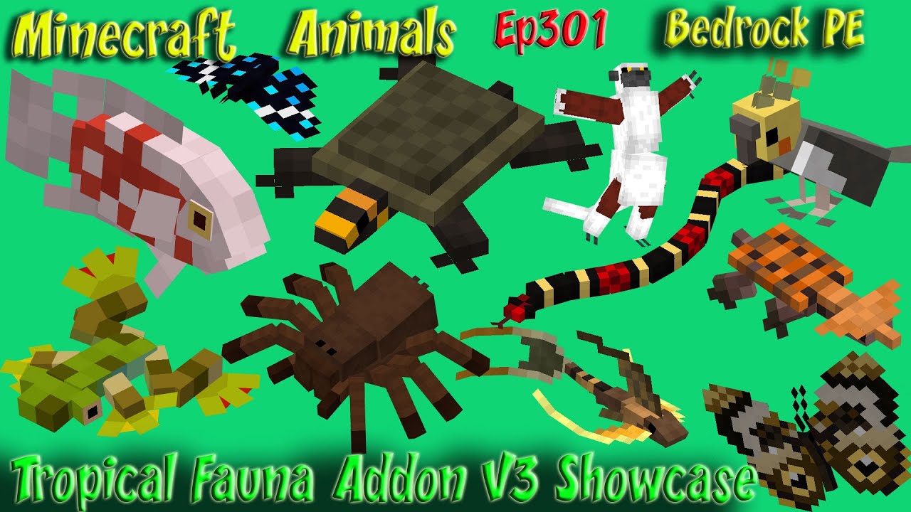Обновление Tropical Fauna Addon v3 Showcase Bedrock PE Minecraft Animals Ep301
