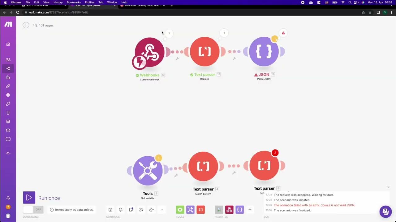 remove line breaks in JSON make or Integromat YouTube