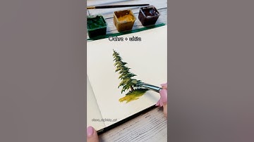 Pine 🌲 tree painting tutorial / Gouache/ Acrylic / Subscribe 💖 #shorts #art #painting
