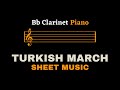 Mozart - Turkish March | Bb Clarinet and Piano (Sheet Music/Full Score)