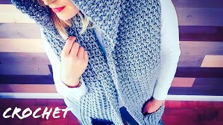 How To Crochet Shawl / Hooded  Scarf  With Pockets /Crochet wrap #Howtocrochetshawl