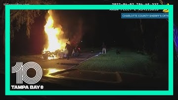 Video shows deputies, good Samaritan rescue man from burning car
