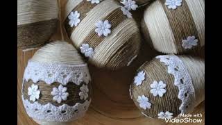 New Beautiful Jute Rustic Rope Easter Egg craft decoration ideas.