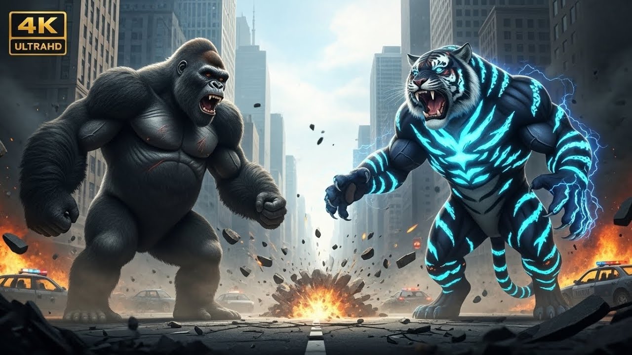 KING KONG vs STORM TIGER | The Most Insane Monster Battle in the City! (4K ULTRA HD)