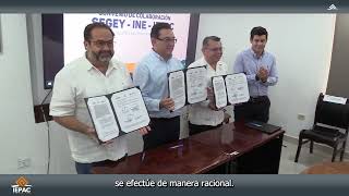 Firma de convenio entre el IEPAC, INE y SEGEY