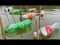 Really Amazing Fishing Video | Village Smart Boy Catching Fish With Plastic Bottle Hook Trap In Pond