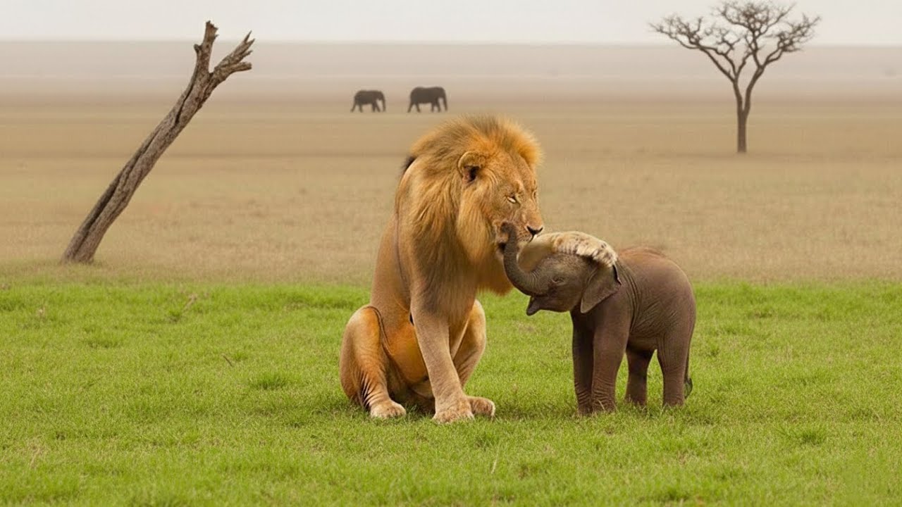 Лев вырастил слепого слоненка — то, что произошло дальше, повергло весь мир в шок!
