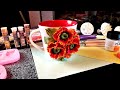 Polymer Clay For Beginners / Beautiful Flowers On Mug/ Fimo Poppy DIY Tutorials - Part 1