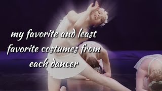 my favorite and least favorite costumes from each dancer || creds in db