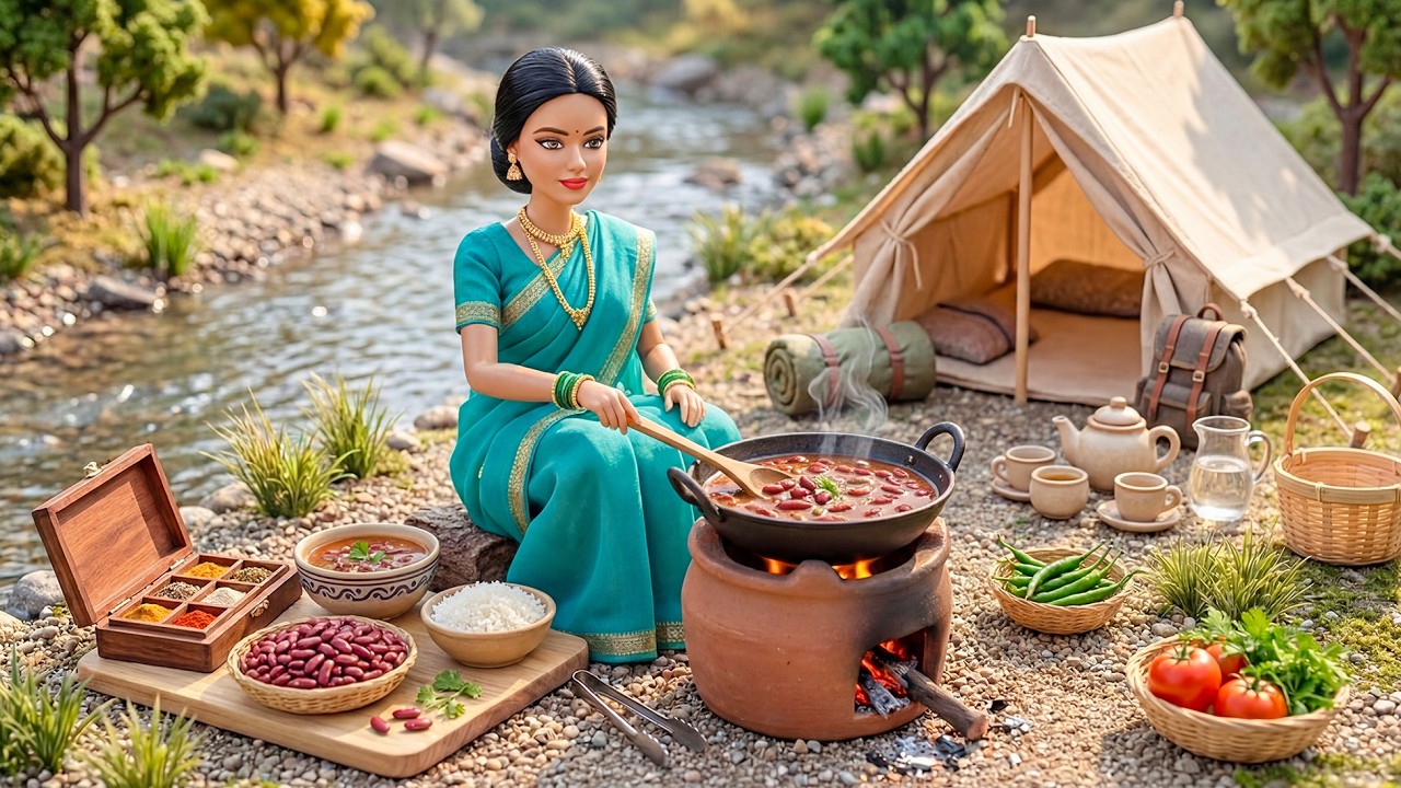 Miniature Doll Red Kidney Beans Soup Cooking ASMR | Indian Village Tiny Kitchen Story