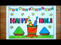 How to draw holi poster drawing happy holi drawing holi festival drawing easy