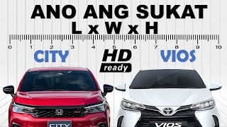 Ano ang sukat ng 2024 Honda City RS, V, S, E 📐|🚙| 📐 2024 Vios GR Sport, G, XLE, XE