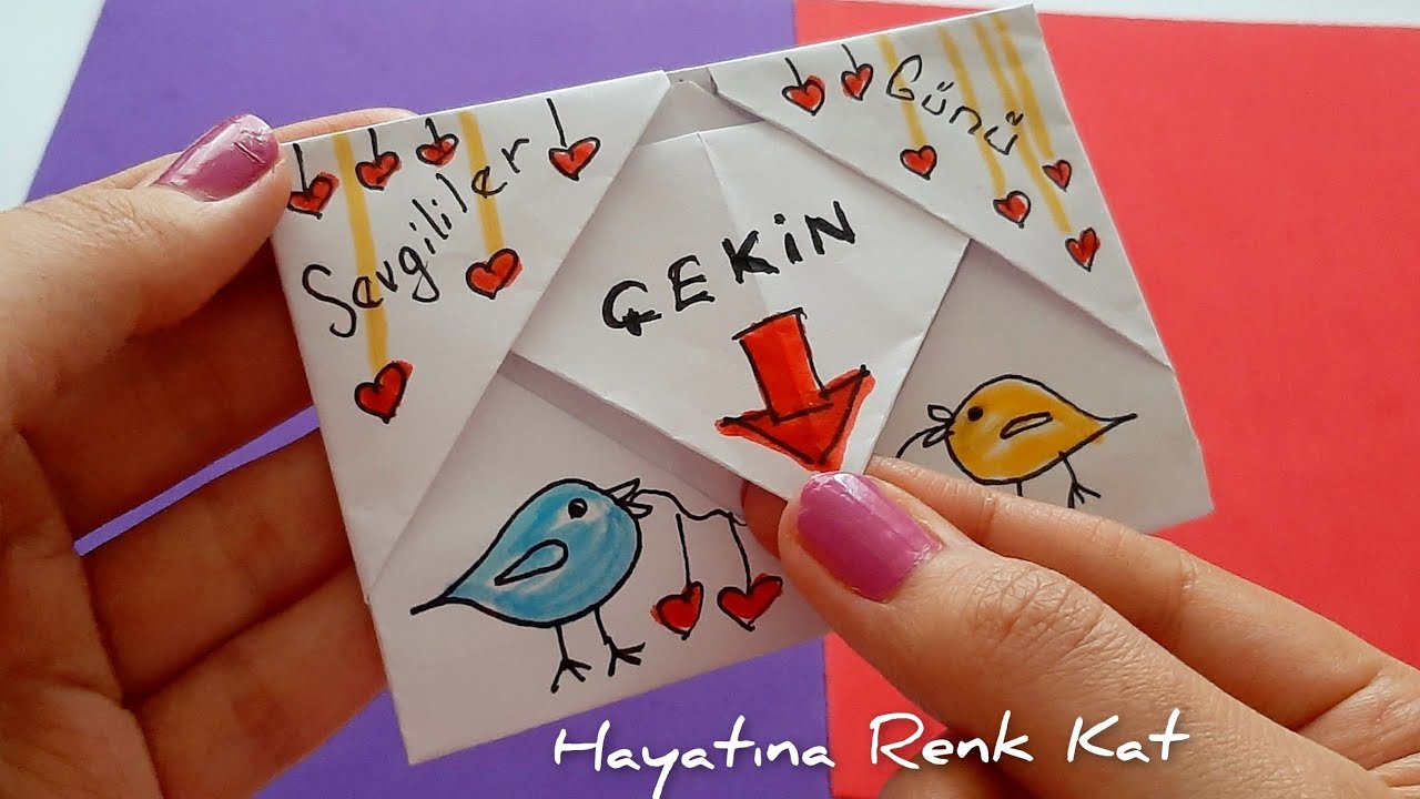 Sevgililer Günü Origami Kart Yapımı Çok Kolay YouTube