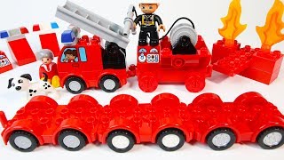 Duplo Fire Trucks | Learn Color RED with Building Blocks Toys for Children