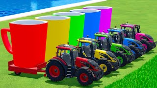 TRANSPORTING GIANT COLORED MUGS WITH VALTRA TRACTORS & FORKLIFT LOADER  - Farming Simulator 22