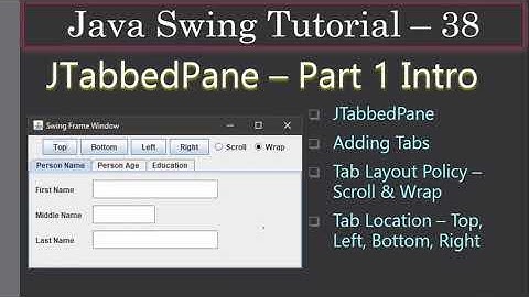 JTabbedPane and Its Settings | Part 1 Intro | Swing Tutorial #38