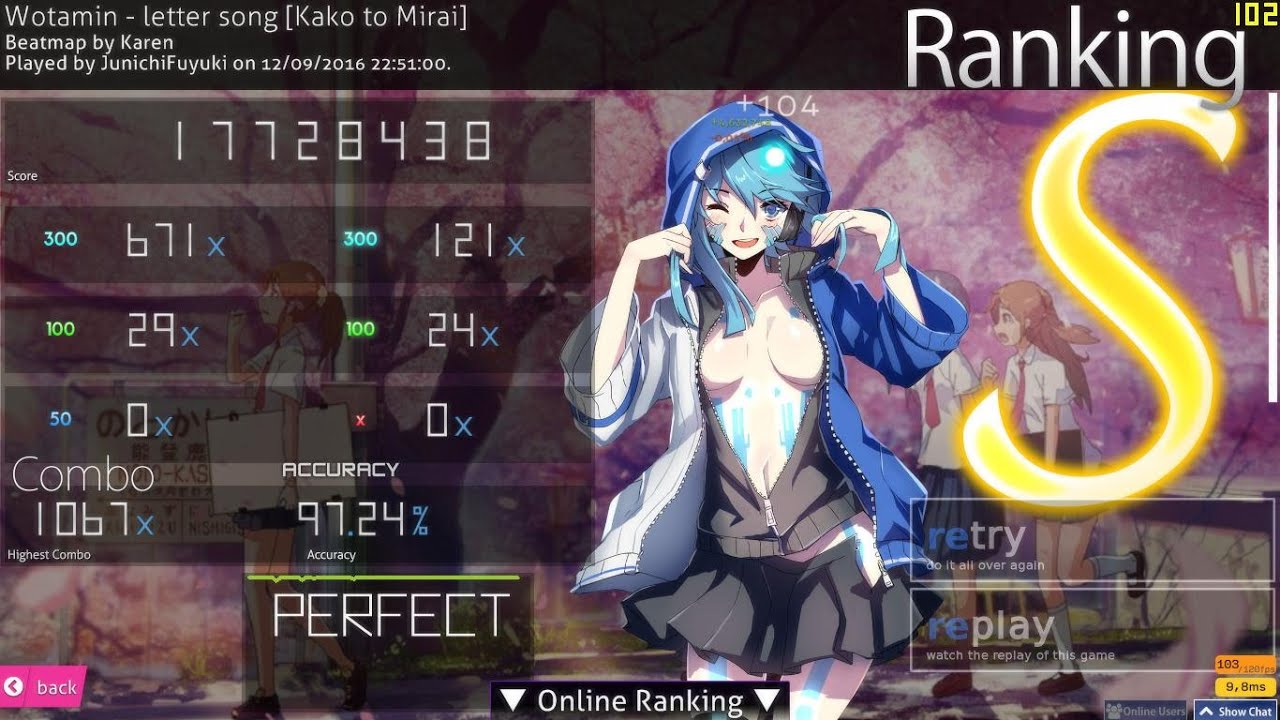 Osu! Playing Wotamin - Letter Song (Recommended For Trying Hard Beatmap)