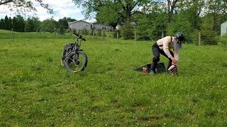 Amish X-games? Jacob ramps an e-bike. Don't try this at home!