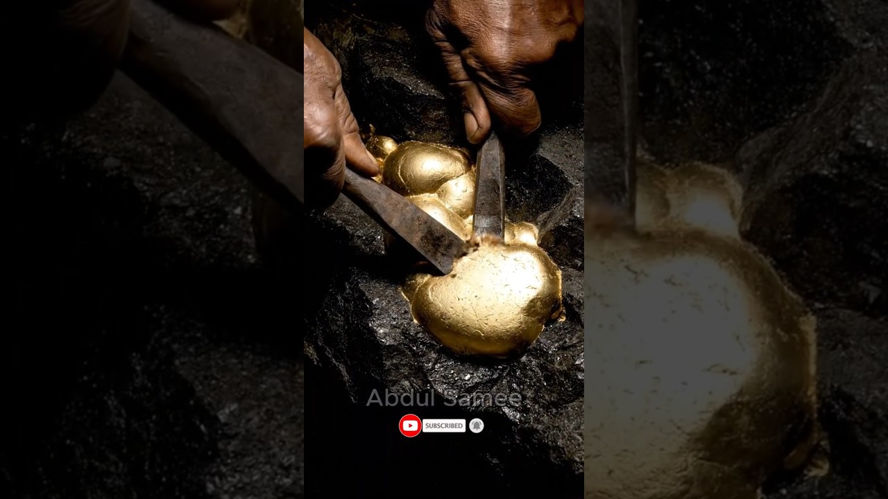 Hidden Gold Vein Beneath Solid Rock 🔨✨ | ASMR Satisfying — Breaking Stone to Reveal Pure Gold